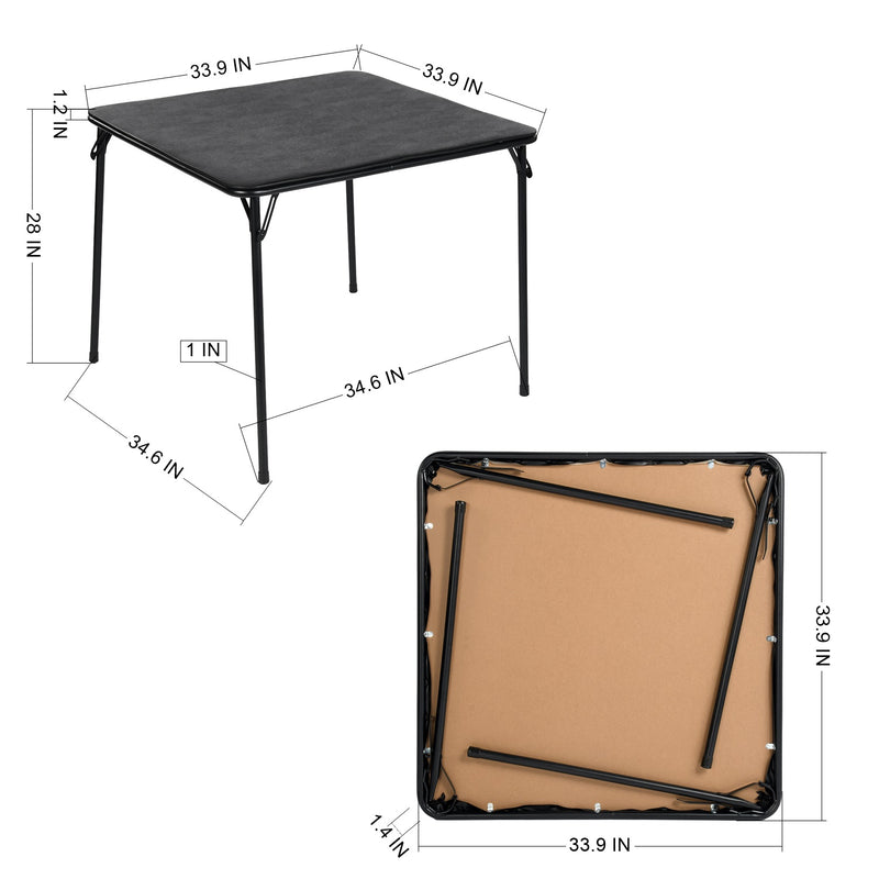 Folding PVC Dining Table with Black Steel Frame – 86x86 cm, Easy Storage