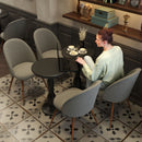 Set of 2 Grey Fabric Dining Chairs – Ergonomic Backrest, Walnut Legs, Comfortable Cushioned Seat