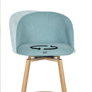 Set of 2 Modern Adjustable 360° Swivel Barstools - Aqua Blue Fabric