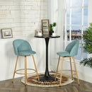 Set of 2 Modern Adjustable 360° Swivel Barstools - Aqua Blue Fabric