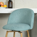 Set of 2 Modern Adjustable 360° Swivel Barstools - Aqua Blue Fabric