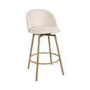 Set of 2 Modern Counter-Height Bar Stool – Biscuit Upholstery with Gold Metal Frame (250 lb Weight Capacity)