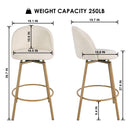 Set of 2 Modern Counter-Height Bar Stool – Biscuit Upholstery with Gold Metal Frame (250 lb Weight Capacity)