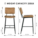 Cognac Upholstered Barstool – Modern Design with Ultimate Comfort Set of 2