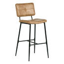 Industrial 29.5in Bar Stool Set of 2, Brown PU Leather