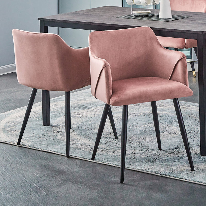 Set of 2 Rose Velvet Dining Chairs – Elegant & Comfortable Seating