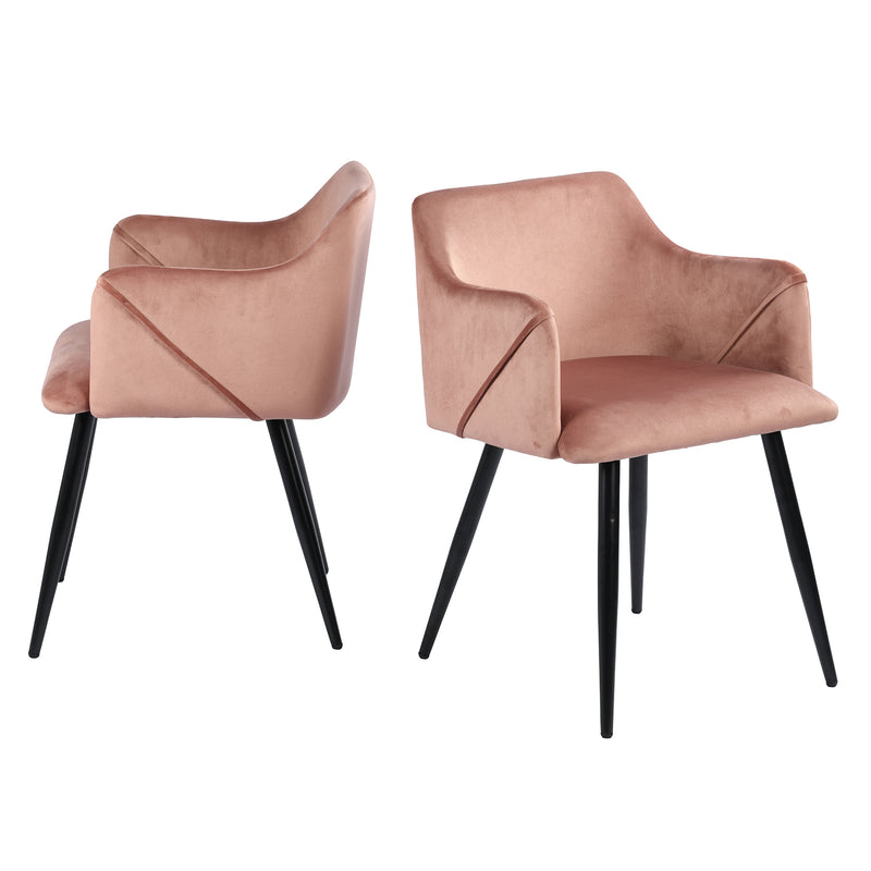 Set of 2 Rose Velvet Dining Chairs – Elegant & Comfortable Seating