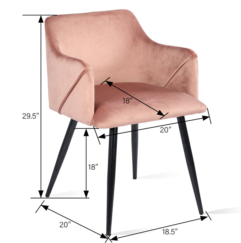 Set of 2 Rose Velvet Dining Chairs – Elegant & Comfortable Seating