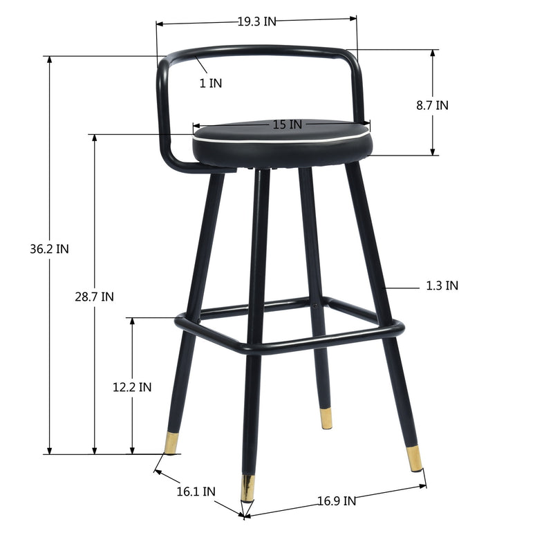 BALLON PU upholstery Counter Barstool(set of 2)-HomyCasa