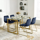 Set of 2 Elegant Velvet Dining Chairs – Gold Powder Coating