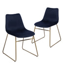 Set of 2 Elegant Velvet Dining Chairs – Gold Powder Coating