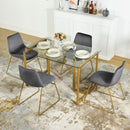 Set of 2 Elegant Velvet Dining Chairs – Gold Powder Coating