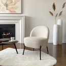 Beige Fabric Accent Chair with Black Painted Legs – Comfortable & Stylish