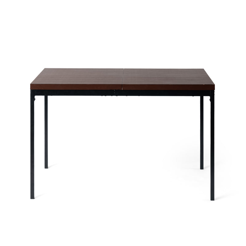 Modern 47.2in & 59in Dining Table Dark Wood Top with Black Legs