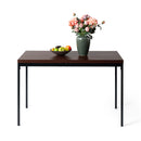 Modern 47.2in & 59in Dining Table Dark Wood Top with Black Legs