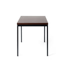 Modern 47.2in & 59in Dining Table Dark Wood Top with Black Legs