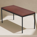 Modern 47.2in & 59in Dining Table Dark Wood Top with Black Legs