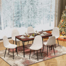 Modern 47.2in & 59in Dining Table Dark Wood Top with Black Legs