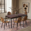 Modern 47.2in & 59in Dining Table Dark Wood Top with Black Legs