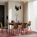 Modern 47.2in & 59in Dining Table Dark Wood Top with Black Legs