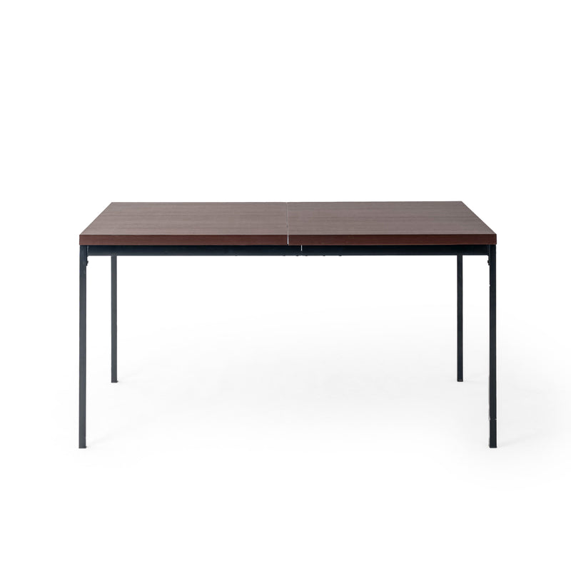 Modern 47.2in & 59in Dining Table Dark Wood Top with Black Legs