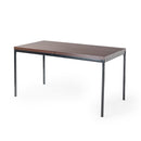 Modern 47.2in & 59in Dining Table Dark Wood Top with Black Legs