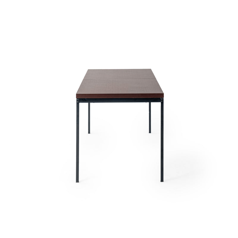 Modern 47.2in & 59in Dining Table Dark Wood Top with Black Legs