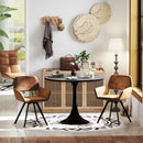 Set of 2 Swivel Armchair with Ergonomic Backrest – Vintage Brown Suede Fabric