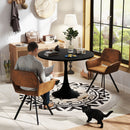 Set of 2 Swivel Armchair with Ergonomic Backrest – Vintage Brown Suede Fabric