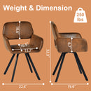 Set of 2 Swivel Armchair with Ergonomic Backrest – Vintage Brown Suede Fabric