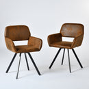 Set of 2 Swivel Armchair with Ergonomic Backrest – Vintage Brown Suede Fabric