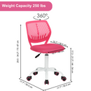 Ergonomic Small Task Chair with Adjustable Height &amp; 360° Swivel – Stylish Pink Design for Kids, Home Office, and Compact Spaces