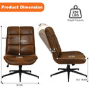 Ergonomic Swivel Chair with 5.1-Inch Thick Cushion &amp; Adjustable Height – Vintage Suede Brown Design for Home, Office, and Relaxation Spaces