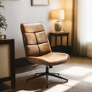 Ergonomic Swivel Chair with 5.1-Inch Thick Cushion &amp; Adjustable Height – Vintage Suede Brown Design for Home, Office, and Relaxation Spaces