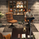 Ergonomic Swivel Chair with 5.1-Inch Thick Cushion &amp; Adjustable Height – Vintage Suede Brown Design for Home, Office, and Relaxation Spaces