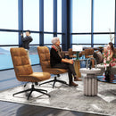 Ergonomic Swivel Chair with 5.1-Inch Thick Cushion &amp; Adjustable Height – Vintage Suede Brown Design for Home, Office, and Relaxation Spaces