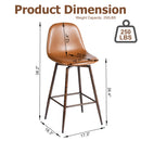 26.4In Set of 2 Ergonomic Counter Stool with 360° Swivel – Cognac PU Leather with Walnut Metal Legs for Home, Kitchen