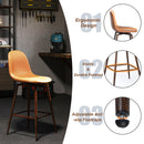 26.4In Set of 2 Ergonomic Counter Stool with 360° Swivel – Cognac PU Leather with Walnut Metal Legs for Home, Kitchen