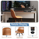 26.4In Set of 2 Ergonomic Counter Stool with 360° Swivel – Cognac PU Leather with Walnut Metal Legs for Home, Kitchen