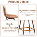 26.4In Set of 2 Ergonomic Counter Stool with 360° Swivel – Cognac PU Leather with Walnut Metal Legs for Home, Kitchen