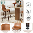 26.4In Set of 2 Ergonomic Counter Stool with 360° Swivel – Cognac PU Leather with Walnut Metal Legs for Home, Kitchen