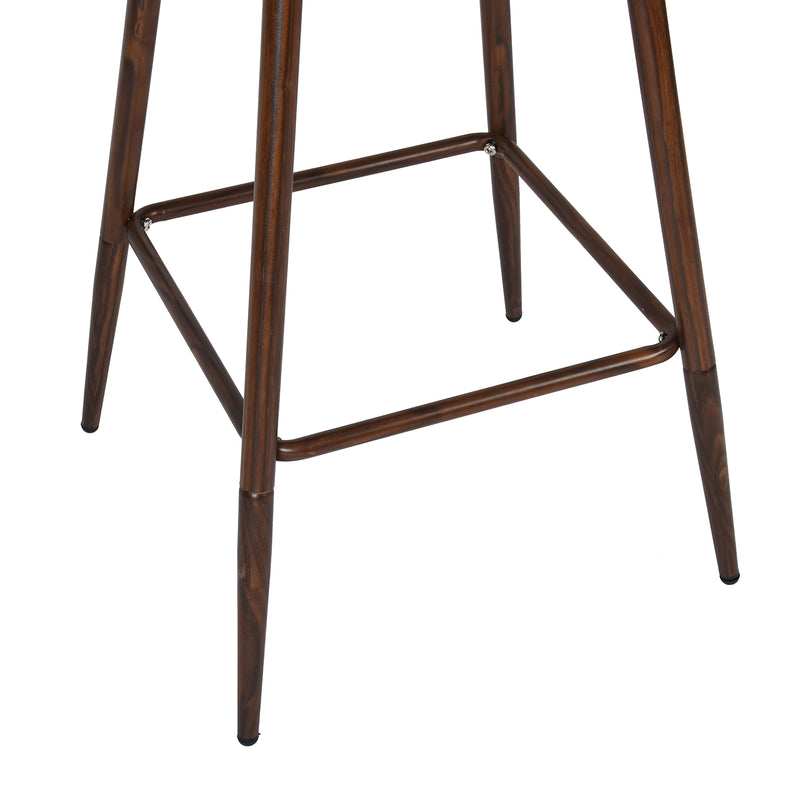 26In Set of 2 Modern Fabric Counter Stool with Walnut Metal Legs – Beige
