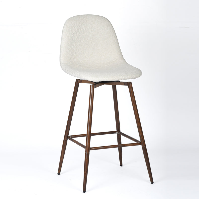 26In Set of 2 Modern Fabric Counter Stool with Walnut Metal Legs – Beige