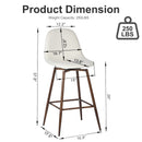 26In Set of 2 Modern Fabric Counter Stool with Walnut Metal Legs – Beige