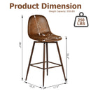 Counter Stool with Suede Brown Upholstery, Walnut Metal Leg, 360° Swivel – Ideal for Kitchens and Bars
