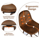 Counter Stool with Suede Brown Upholstery, Walnut Metal Leg, 360° Swivel – Ideal for Kitchens and Bars