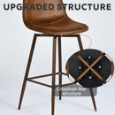 Counter Stool with Suede Brown Upholstery, Walnut Metal Leg, 360° Swivel – Ideal for Kitchens and Bars