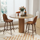Counter Stool with Suede Brown Upholstery, Walnut Metal Leg, 360° Swivel – Ideal for Kitchens and Bars