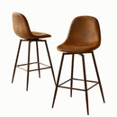 Counter Stool with Suede Brown Upholstery, Walnut Metal Leg, 360° Swivel – Ideal for Kitchens and Bars