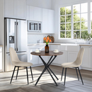 Round Espresso Dining Table – 31.5” Diameter, X-Shaped Metal Base, 66 lbs Weight Capacity